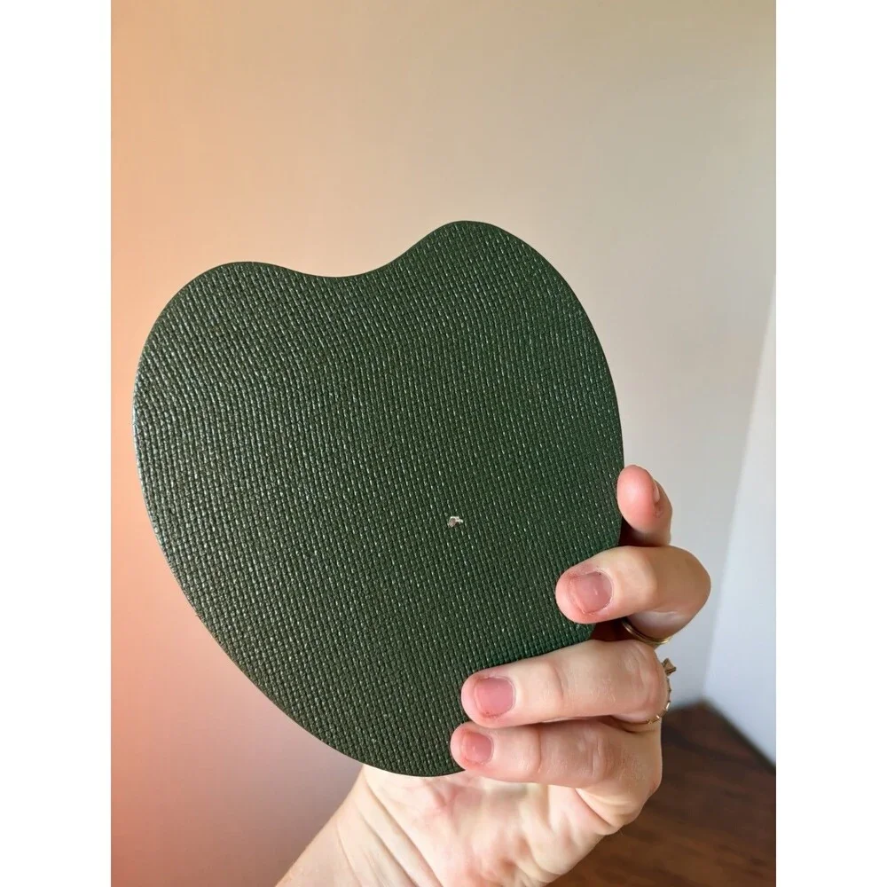 Hand Painted Heart-Shaped Wood Trinket Box w/ Lid Floral Bow Green Small